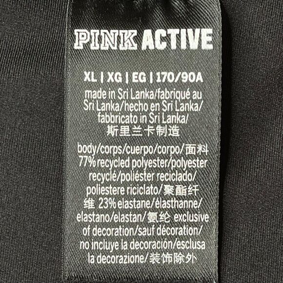 PINK Active Bike Shorts Black Rainbow Ombre Side Panels with Drop-In Pockets XL - Picture 6 of 6